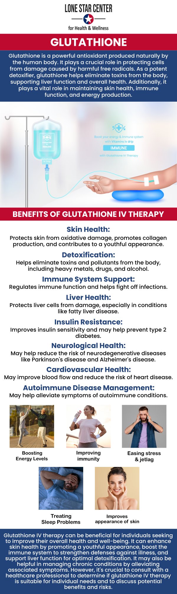 Common questions asked by clients: What is glutathione IV therapy? What are the benefits of glutathione IV therapy? How does glutathione IV therapy work? How long does a glutathione IV therapy session take with Brenda Johnson? For more information, contact us or request an appointment online. We serve patients from San Antonio TX, Alamo Heights TX, Balcones Heights TX, Leon Valley TA, Terrell Hills TX, Windcrest TX, and surrounding areas.