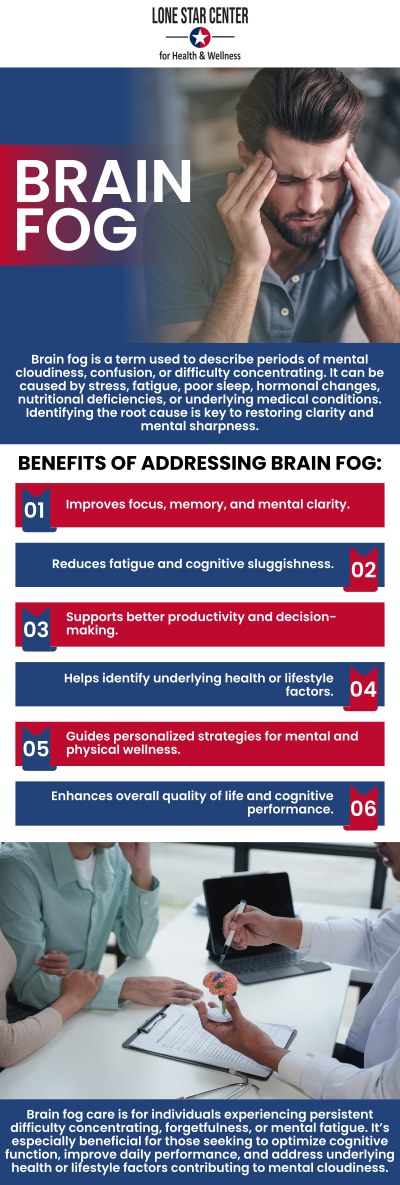 If you are struggling to maintain focus and mental clarity, seeking professional cognitive decline and brain fog support in San Antonio, TX, is a vital step toward reclaiming your daily vitality. At Lone Star Centers, Brenda Johnson, MATS, PA-C, provides comprehensive, integrated treatments that address the underlying hormonal or metabolic imbalances often responsible for mental fatigue. For more information, contact us or request an appointment online. We are conveniently located at 8233 Fredericksburg Rd, San Antonio, TX 78229. If you are struggling to maintain focus and mental clarity, seeking professional cognitive decline and brain fog support in San Antonio, TX, is a vital step toward reclaiming your daily vitality. At Lone Star Centers, Brenda Johnson, MATS, PA-C, provides comprehensive, integrated treatments that address the underlying hormonal or metabolic imbalances often responsible for mental fatigue. For more information, contact us or request an appointment online. We are conveniently located at 8233 Fredericksburg Rd, San Antonio, TX 78229.